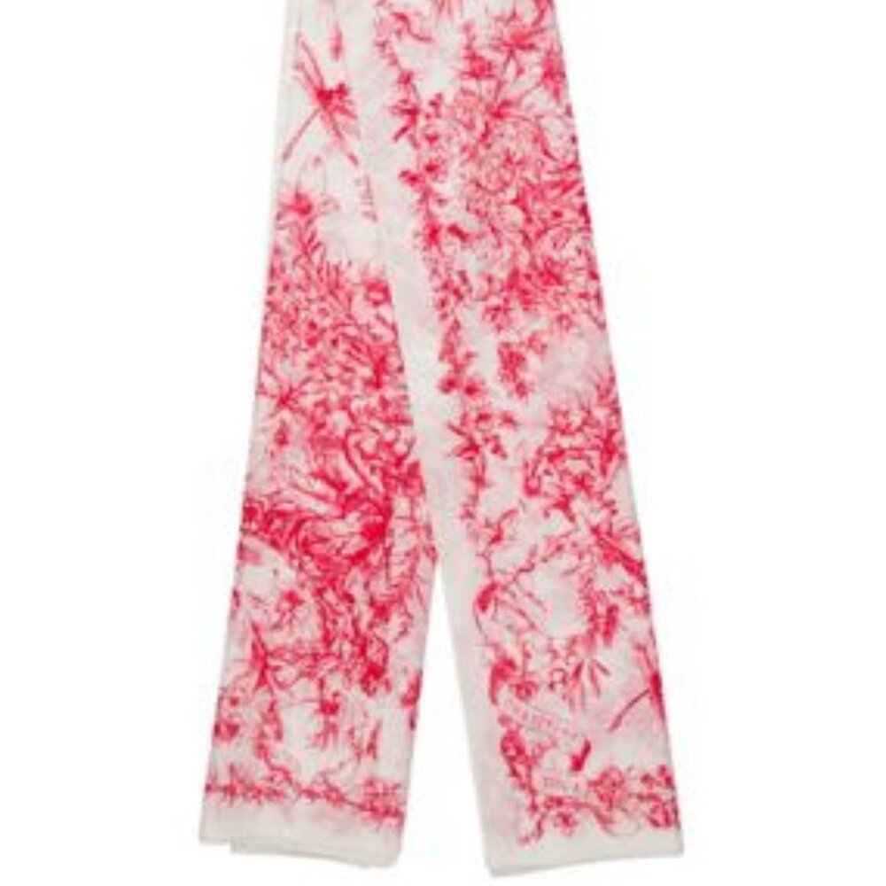 Dior Floral Toile De Jouy Scarf